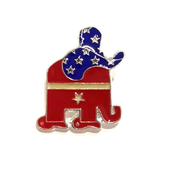 Republican Elephant Jewlery Set - 2 in 1 Brooch / Pendant and Earrings - Picture 4 of 6